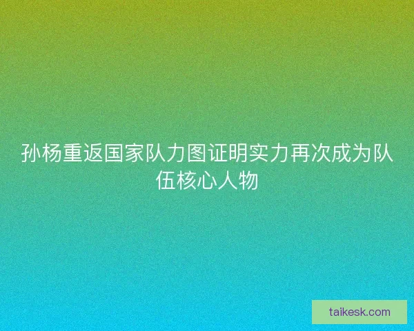 孙杨重返国家队力图证明实力再次成为队伍核心人物